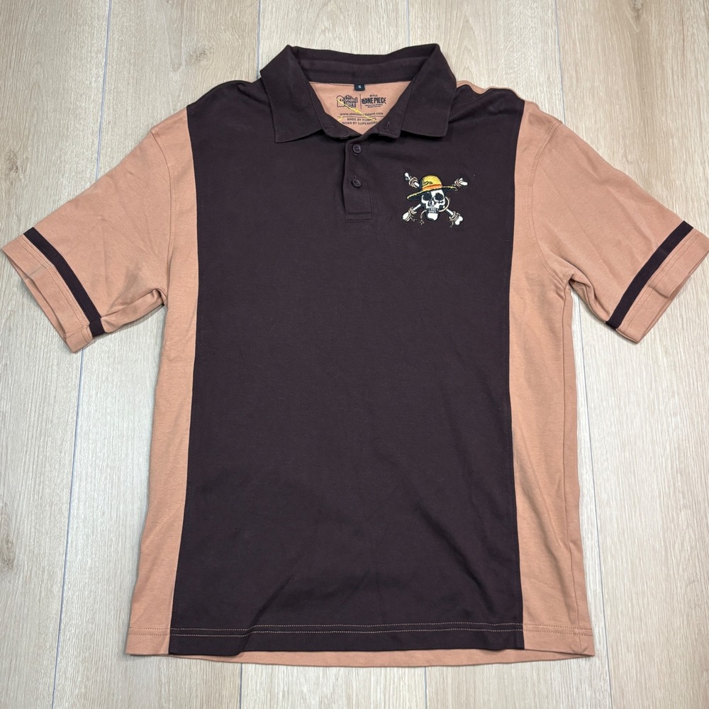 The Souled Store One Piece Netflix Polo Shirt Brown Tan Colorblock Mens Small